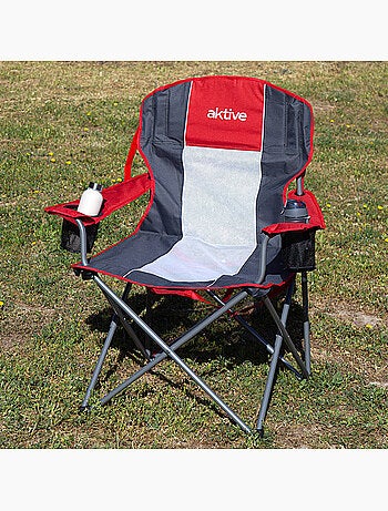 Chaise de camping pliante xl avec porte-gobelet aktive