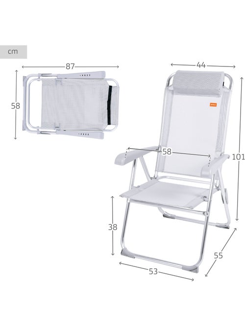 Chaise de camping pliantee anti-basculement multi-positions avec coussin aktive - Kiabi
