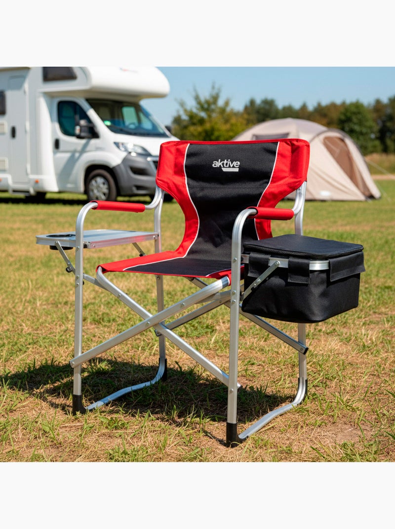 Chaise de directeur de camping avec table et sac isotherme aktive Noir Rouge - Kiabi