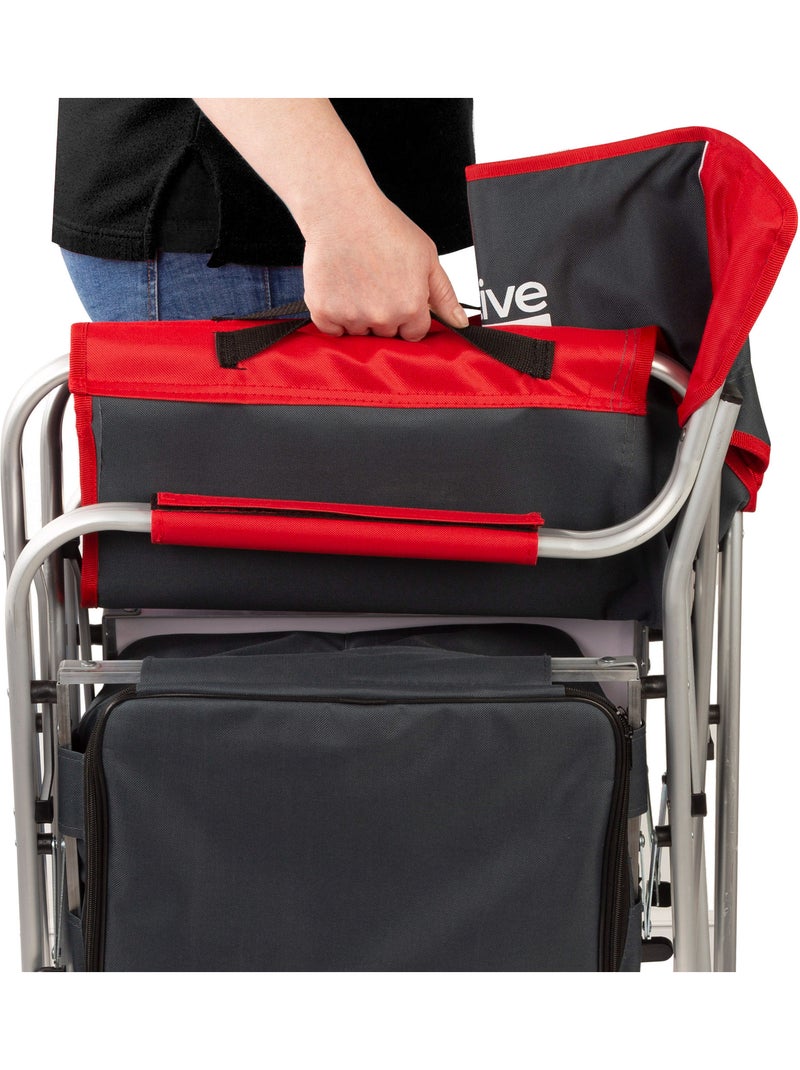 Chaise de directeur de camping avec table et sac isotherme aktive Noir Rouge - Kiabi