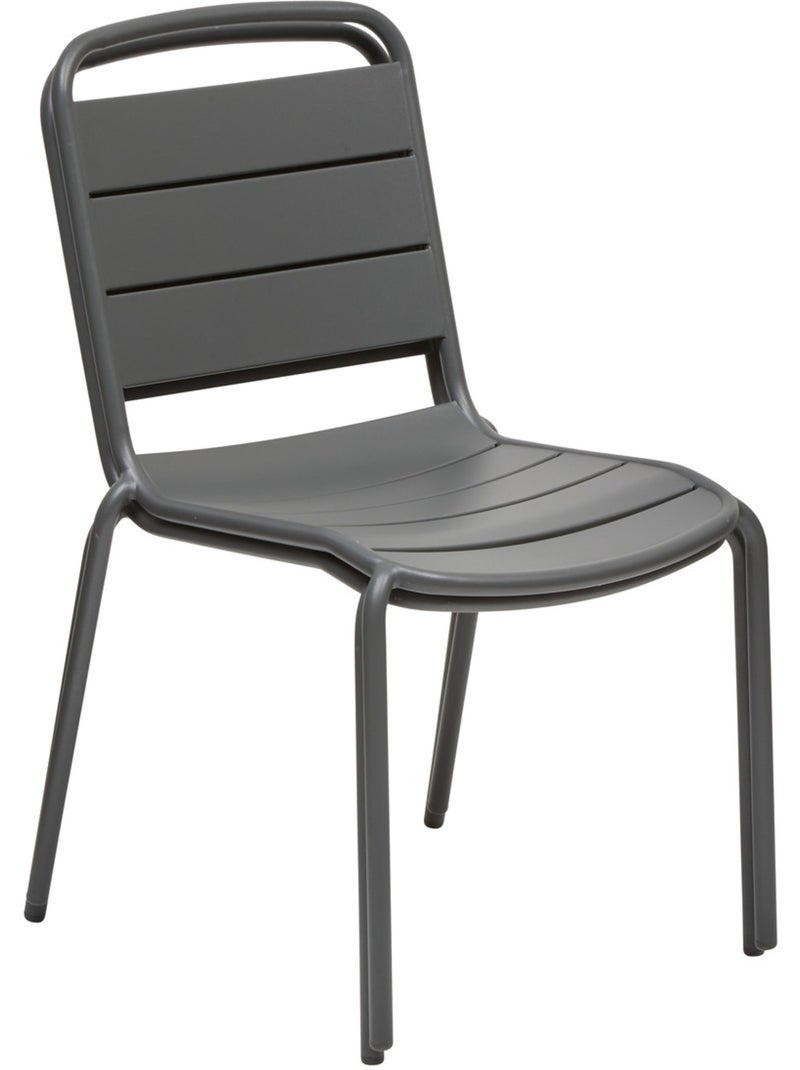 Chaise de jardin empilable en acier à lattes ALEGORIA gris anthracite - Kiabi