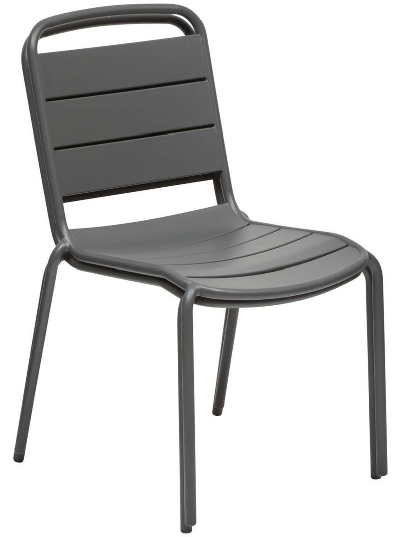 Chaise de jardin empilable en acier à lattes ALEGORIA gris anthracite - Kiabi