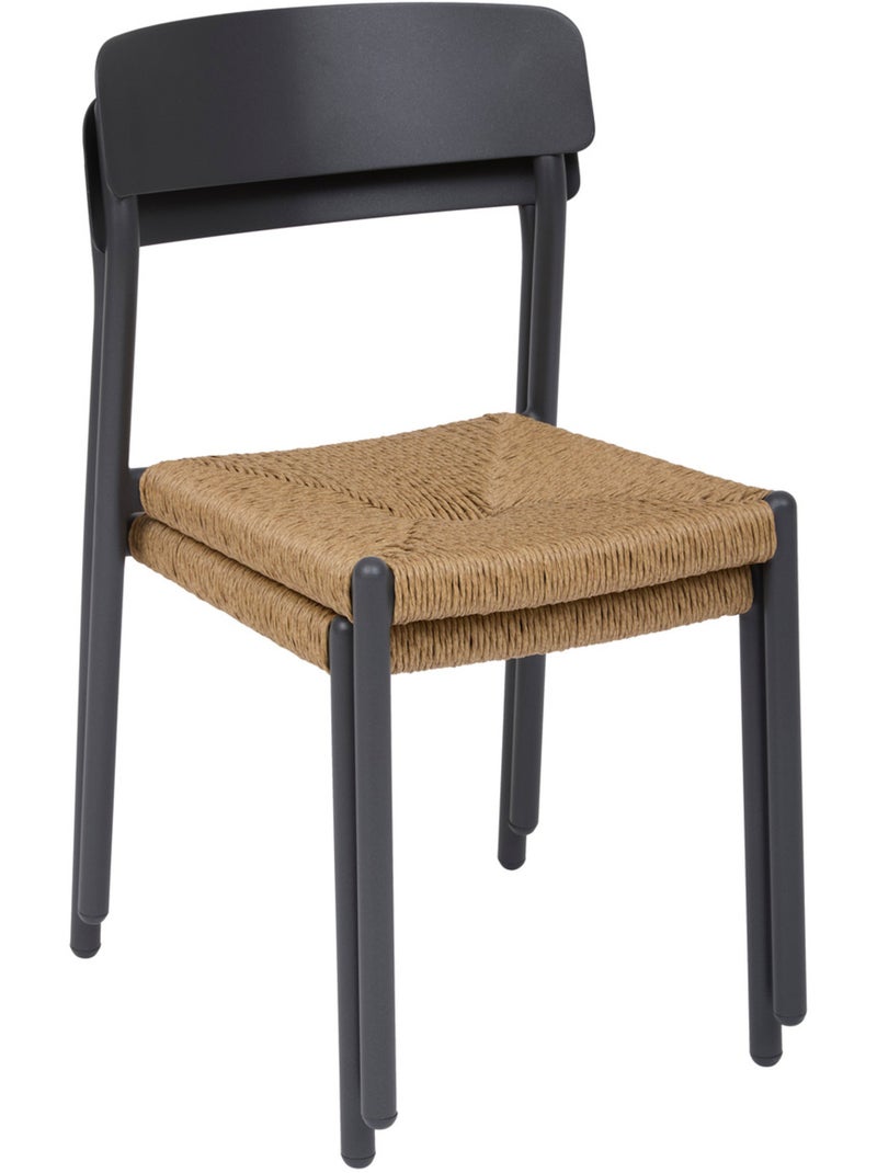 Chaise de jardin empilable en aluminium et résine tressée WISTTY gris anthracite - Kiabi