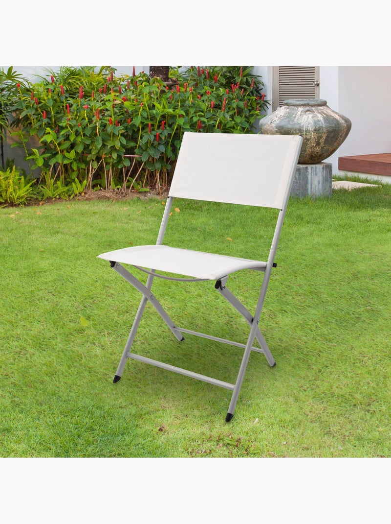Chaise de jardin pliante en tissu renforcé aktive Blanc - Kiabi