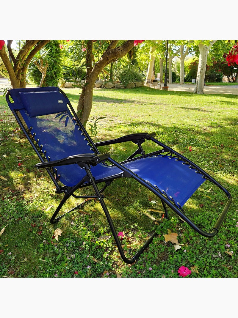 Chaise de jardin pliante zéro gravité 2 positions aktive Bleu - Kiabi