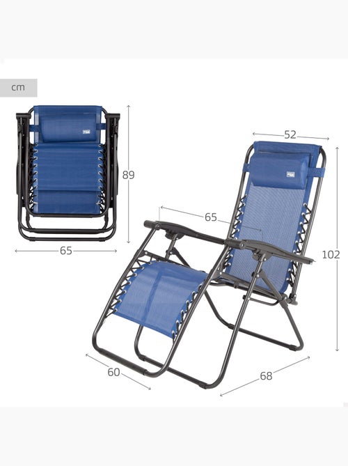 Chaise de jardin pliante zéro gravité 2 positions aktive - Kiabi