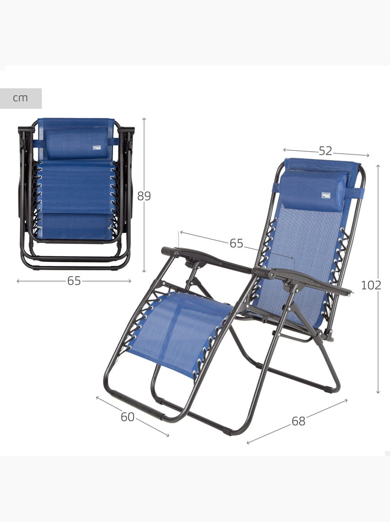 Chaise de jardin pliante zéro gravité 2 positions aktive Bleu - Kiabi