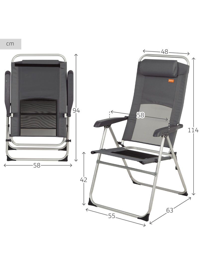 Chaise de jardin pliantee inclinable 6 positions aktive Gris - Kiabi