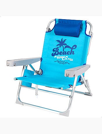 Chaise de plage basse, 5 positions, 53x58x80 cm, avec coussin et sac amovible aktive