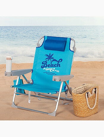 Chaise de plage basse, 5 positions, 53x58x80 cm, avec coussin et sac amovible aktive
