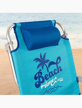 Chaise de plage basse, 5 positions, 53x58x80 cm, avec coussin et sac amovible aktive