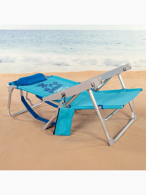 Chaise de plage basse, 5 positions, 53x58x80 cm, avec coussin et sac amovible aktive - Kiabi