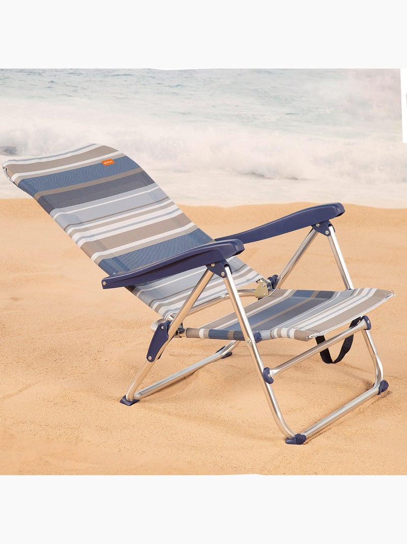 Chaise de plage basse avec dossier réglable 5 positions aktive Bleu - Kiabi