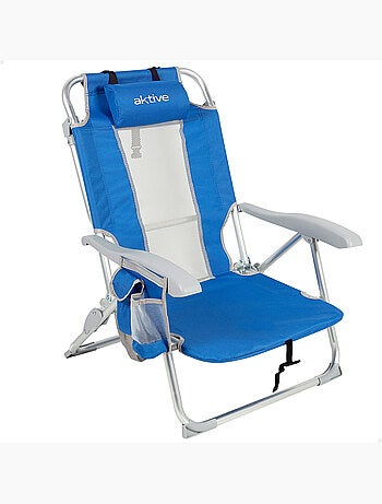 Chaise de plage et chaise longue 7 positions avec coussin et poches aktive}