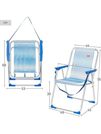 Chaise de plage haute, dossier haut et poignée intégrée, aktive