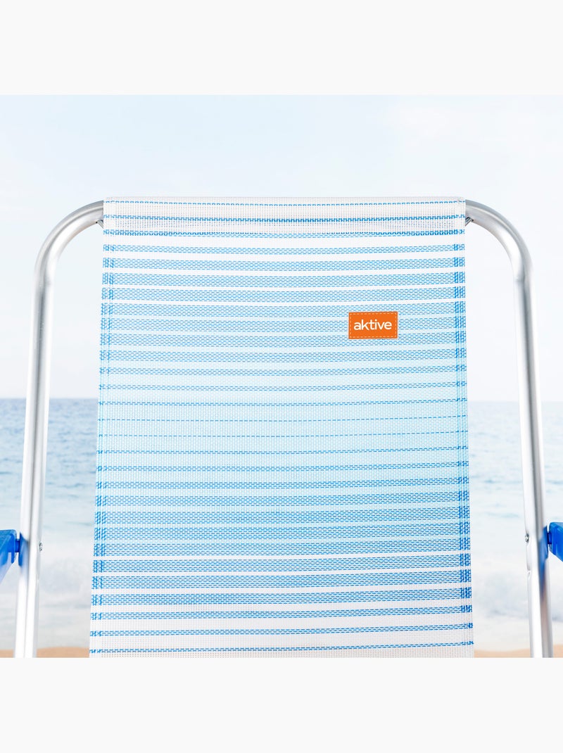 Chaise de plage haute, dossier haut et poignée intégrée, aktive Bleu - Kiabi