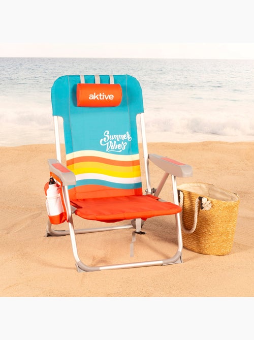 Chaise de plage multipositions 50x60x85 cm avec poches - Kiabi