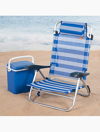 Chaise de plage pliante et inclinable 8 positions, 65x74 cm aktive