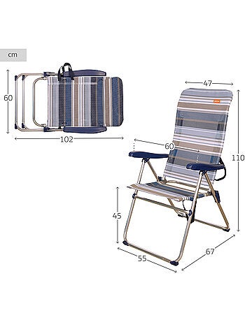 Chaise de plage pliante haute, 5 positions aktive