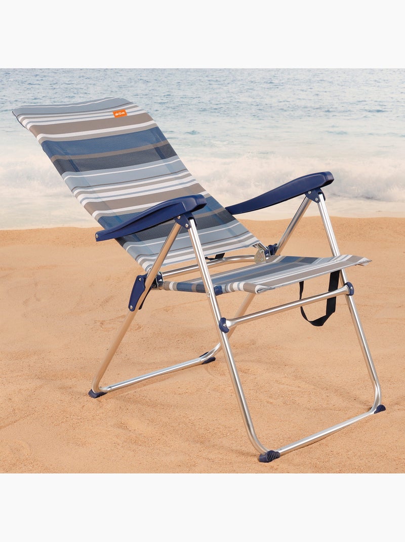 Chaise de plage pliante haute, 5 positions aktive Bleu - Kiabi