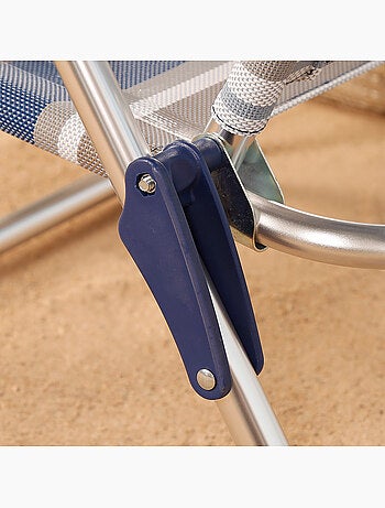 Chaise de plage pliante haute, 5 positions, rayureses etes aktive