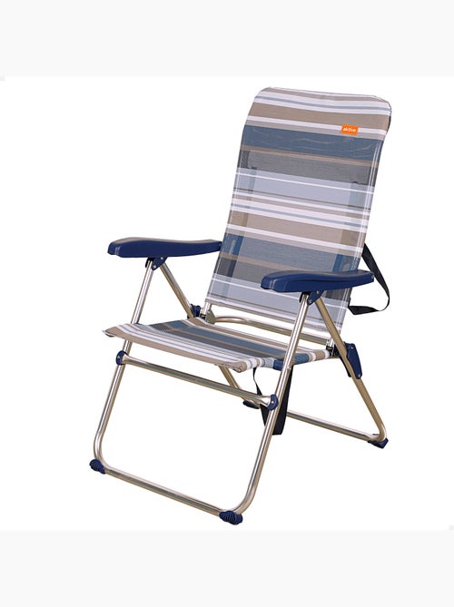 Chaise de plage pliante haute, 5 positions, rayureses etes aktive - Kiabi Chaise de plage pliante haute, 5 positions, rayureses etes aktive - Kiabi