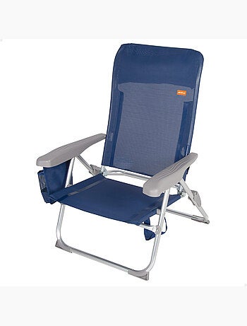 Chaise de plage pliante multi-positions mince avec coussin et poche aktive