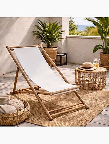 Chaise de terrasse en bambou et toile