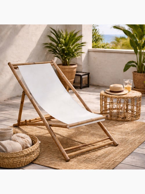 Chaise de terrasse en bambou et toile - Kiabi