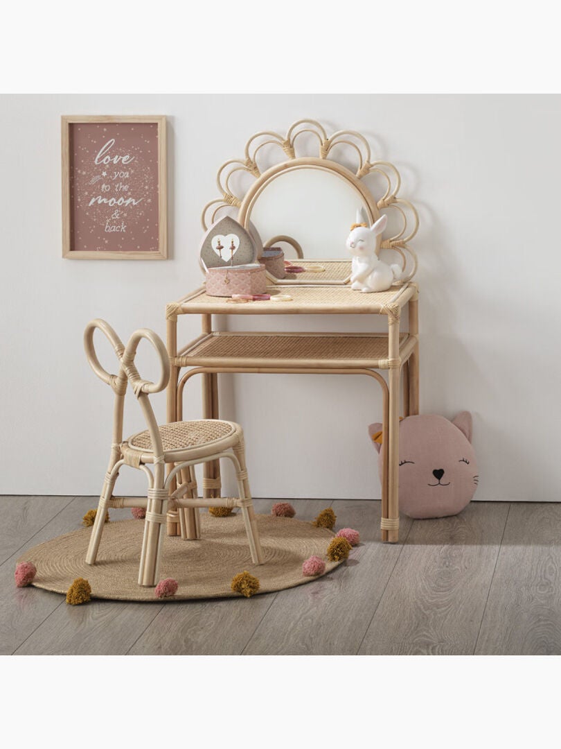 Chaise Enfant En Rotin Atmosphera - Boucle Naturelle, Design Tendance Et Élégant Pour Petit