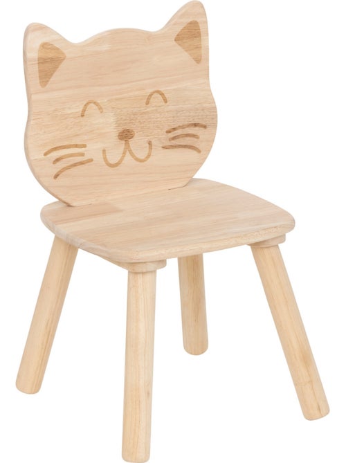Chaise enfant en bois avec dossier chat PIA - Kiabi
