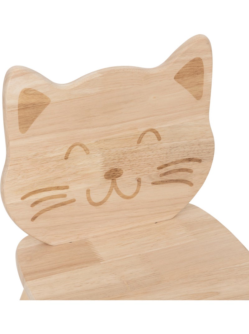 Chaise enfant en bois avec dossier chat PIA Marron - Kiabi