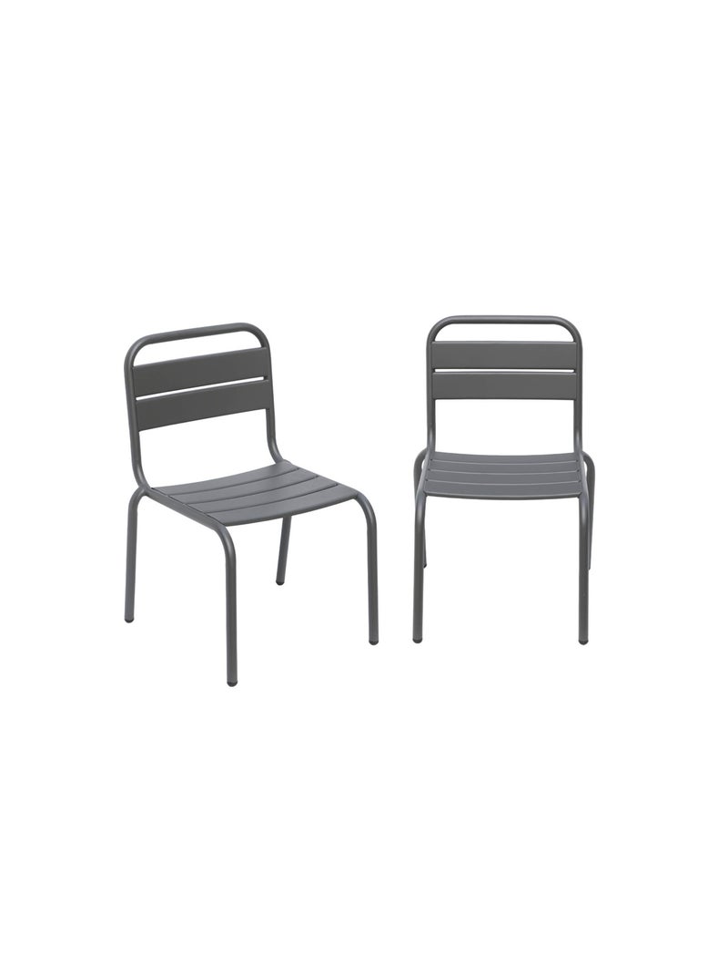 Chaise enfant, salon de jardin enfant métal (lot de 2) Kristoff gris anthracite - Kiabi