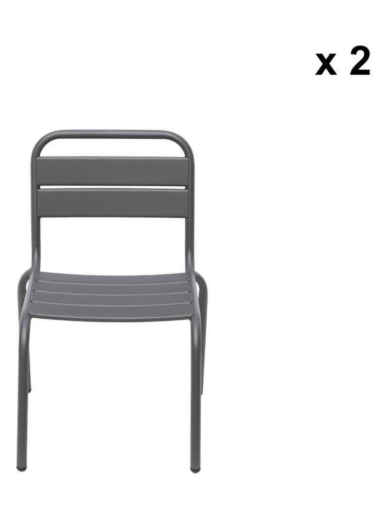 Chaise enfant, salon de jardin enfant métal (lot de 2) Kristoff gris anthracite - Kiabi