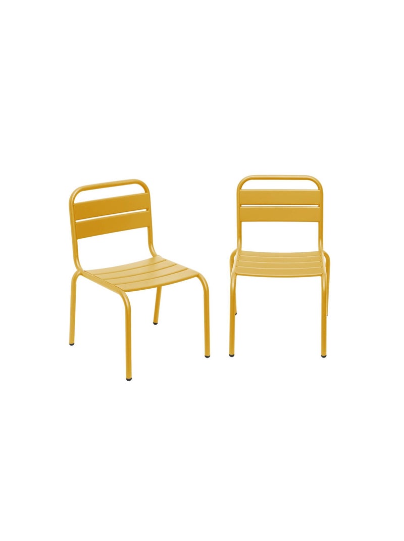 Chaise enfant, salon de jardin enfant métal (lot de 2) Kristoff Jaune - Kiabi