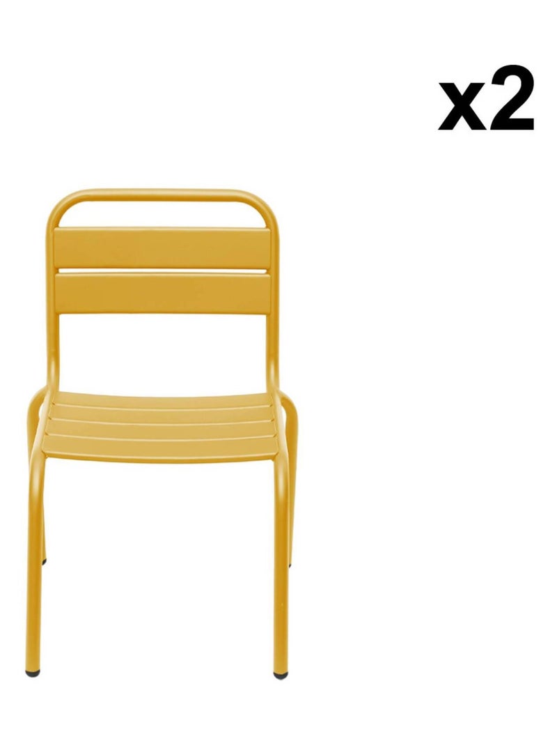 Chaise enfant, salon de jardin enfant métal (lot de 2) Kristoff Jaune - Kiabi