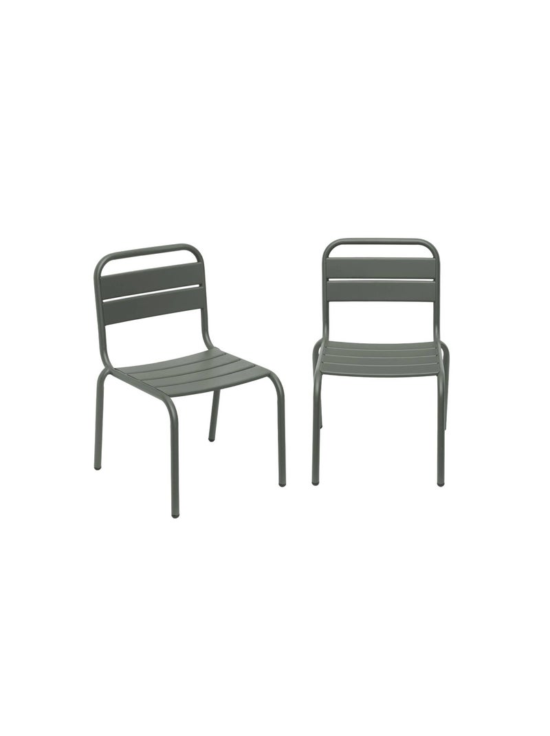 Chaise enfant, salon de jardin enfant métal (lot de 2) Kristoff Kaki - Kiabi