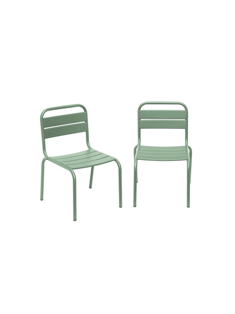 Chaise enfant, salon de jardin enfant métal (lot de 2) Kristoff Vert clair - Kiabi