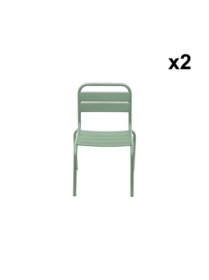 Chaise enfant, salon de jardin enfant métal (lot de 2) Kristoff Vert clair - Kiabi