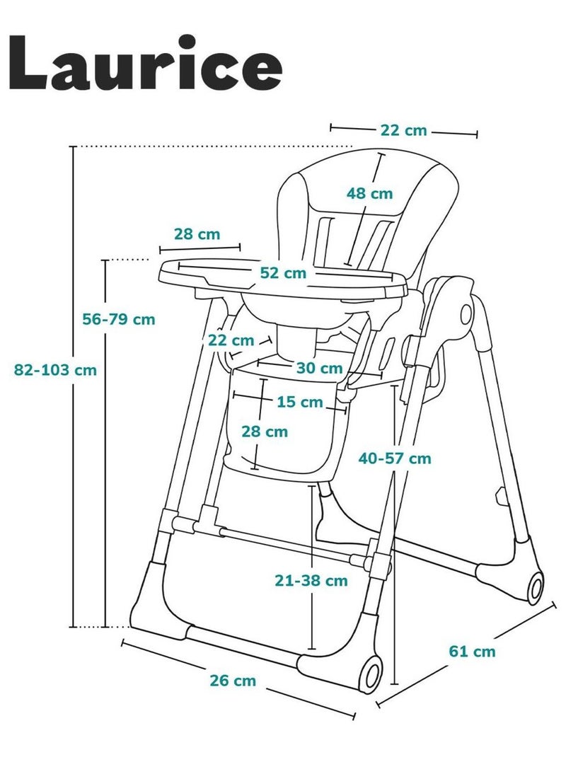Chaise Haute - LIONELO Laurice - Transat - Evolutive - 6 à 36 mois - Avec fonction de balancelle Vert - Kiabi
