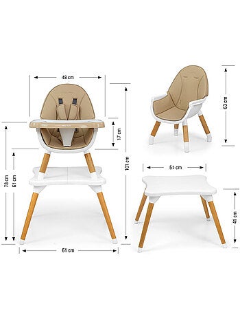 Chaise haute 2-en-1 'milly mally' malmo beige