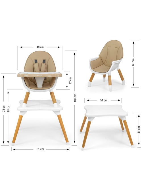 Chaise haute 2-en-1 'milly mally' malmo beige - Kiabi