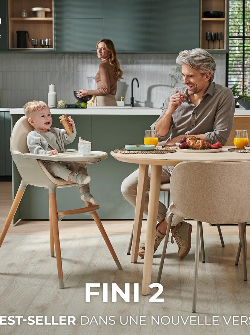 Chaise haute 2en1 fini 2 modèle pratique et confortable Beige - Kiabi