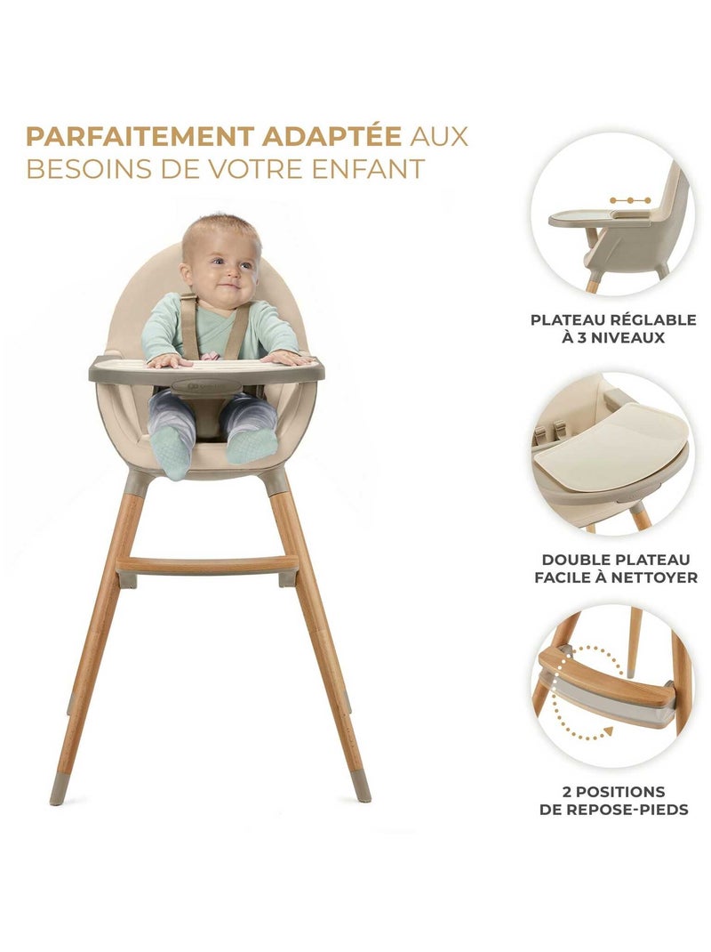 Chaise haute 2en1 fini 2 modèle pratique et confortable Beige - Kiabi