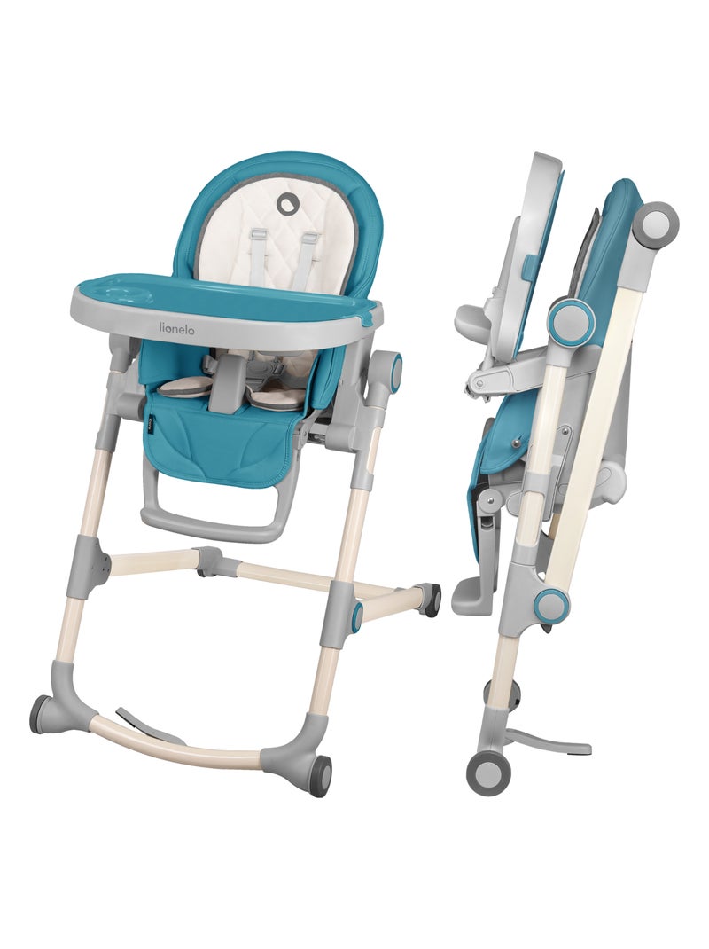 Chaise haute 2en1 LIONELO Cora - Pliable - Transat - 4 roulettes - 0–36 mois Bleu - Kiabi