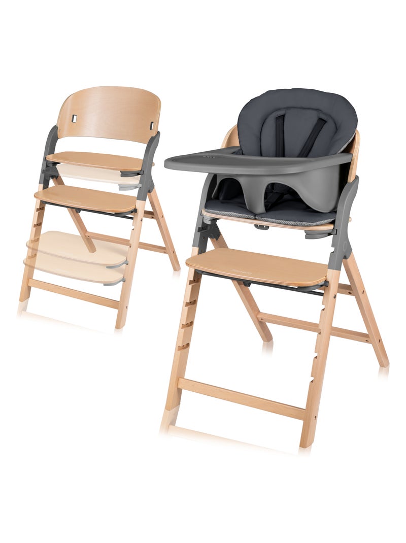 Chaise haute 3en1 LIONELO Megan - Jusqu'à 110kg - Evolutive - Plateau amovible Gris - Kiabi