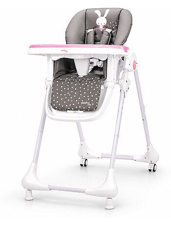 Chaise haute à roulettes Pink Bunny Asalvo