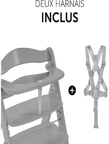 Chaise haute Alpha+B Gris