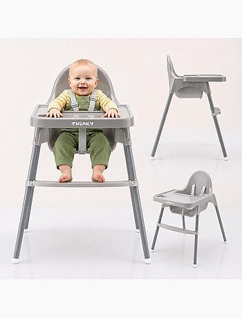 Chaise haute bébé - eco évolutive, pliable et réglable - twinky