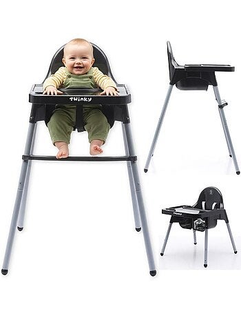Chaise haute bébé - eco évolutive, pliable et réglable - twinky